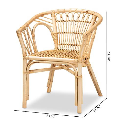 Baxton Studio Kaka Natural Rattan Dining Chair - WoodArtSupply