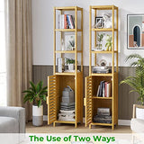 VIAGDO Storage Tall Slim Cabinet with Shutter Door and 3 Tier Shelves, Freestanding Linen Tower Cabinet for Living Room, Kitchen, Bathroom Organizer, VIAGDO