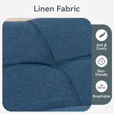 AMICLIBER Futon Sofa Bed Convertible Couch, Blue Linen Sofa Bed with Memory Foam, Adjustable Backrest & Armrests, Multifunctional Small Loveseat Sleeper Sofa for Living Room, Apartment, Office AMICLIBER