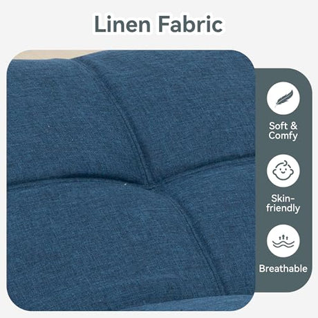 AMICLIBER Futon Sofa Bed Convertible Couch, Blue Linen Sofa Bed with Memory Foam, Adjustable Backrest & Armrests, Multifunctional Small Loveseat Sleeper Sofa for Living Room, Apartment, Office AMICLIBER