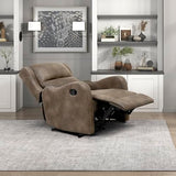Lexicon Manual Recliner Chair, Reclining Sofa Chair, Home Theater Seating, Wall Hugger, Manual Recliner for Living Room/Office/Apartment, Easy Assembly, Brown Polished Microfiber