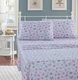 Kids Zone CollectionKids Zone Home Linen Twin Size Sheet Set for Girls and Teens Butterfly Pink Purple Turquoise White New Kids Zone Home Linen