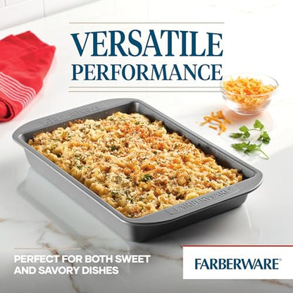 Farberware Nonstick Bakeware Baking Pan / Nonstick Cake Pan, Rectangle - 9 Inch x 13 Inch, Gray