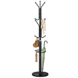 Yoobure Metal Coat Rack Freestanding with Marble Base, Coat Tree with 12 Hooks & Umbrella Holder, Coat Hanger Stand for Corner Entryway Bedroom Office, Heavy Duty Coat Rack Stand for Clothes Hats Bags Yoobure