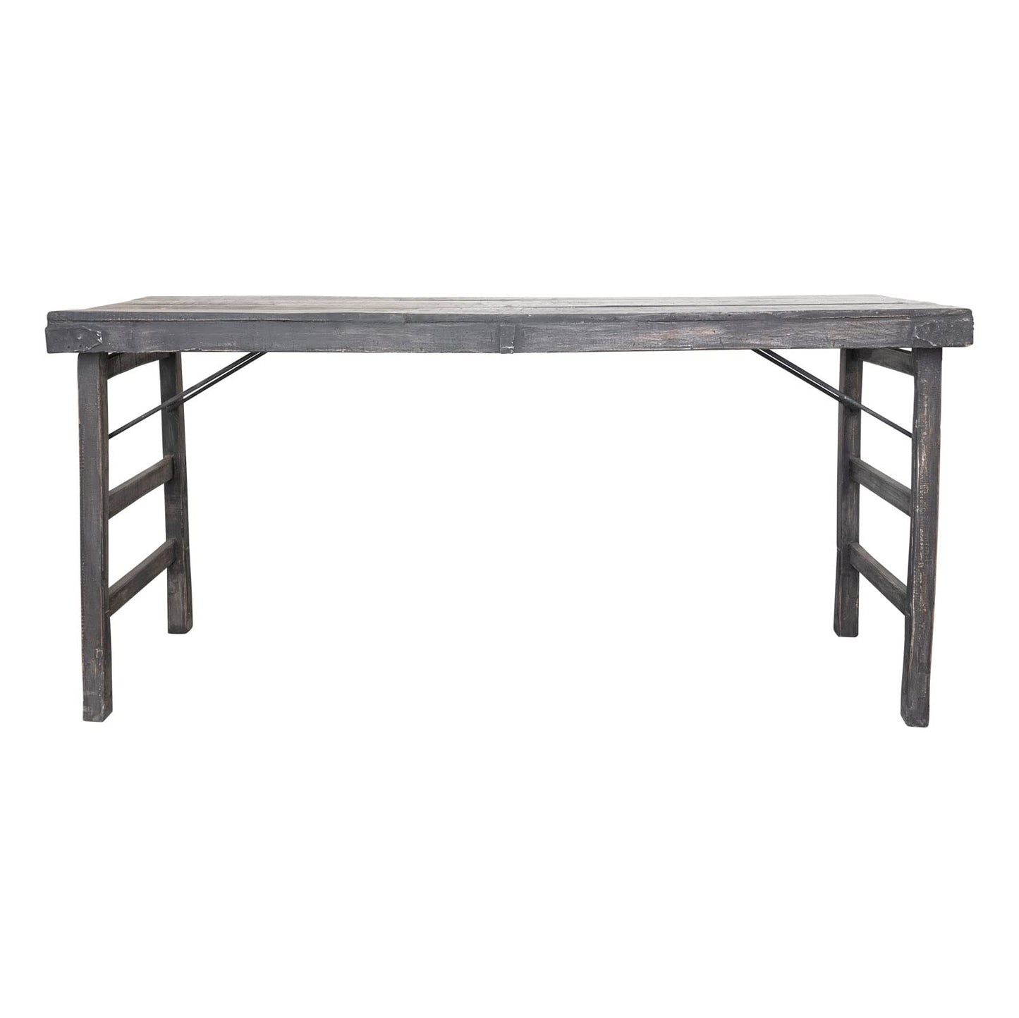 Creative Co-Op Reclaimed Wood Folding, Distressed Blackwashed Finish Console Table, 66" L x 24" W x 33" H, Black