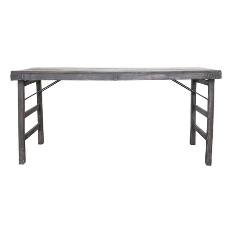 Creative Co-Op Reclaimed Wood Folding, Distressed Blackwashed Finish Console Table, 66" L x 24" W x 33" H, Black Creative Co-Op
