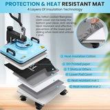 AKEYDIY 8 in 1 Heat Press 15x12 inch 360° Swing Away Digital Shirts Press Multifunction Heat Transfer Sublimation Machine Combo Heat Press Machines for T-Shirts Mugs Hat Plate Cap AKEYDIY