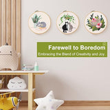 Santune 3 Pack Embroidery Kit for Beginners with Pattern, Cross Stitch Kits for Adults with Instructions,Needlepoint Kits for Adults Include 1 Embroidery Hoops,Color Threads and Needles(Cat)