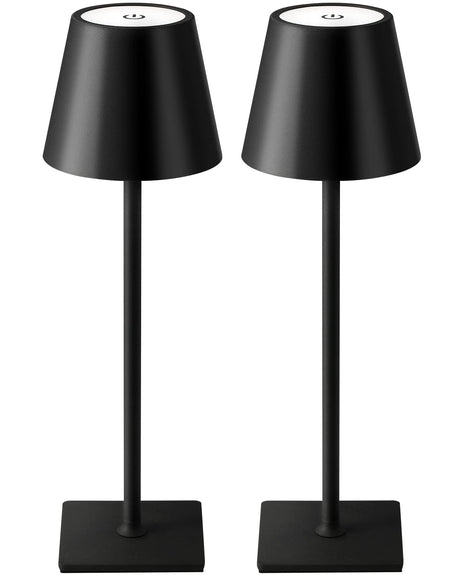 KDG 2 Pack Cordless Table Lamp,Portable LED Desk Lamp, 5000mAh Battery Operated, 3 Color Stepless Dimming Up, for Restaurant/Bedroom/Bars/Outdoor Party/Camping/Coffee Shop Night Light(Black) KDG