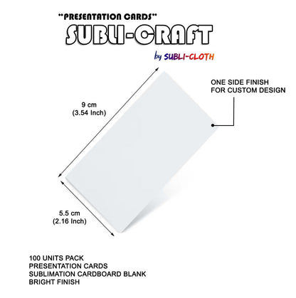 Subli-Craft Presentation Cards Cardboard Sublimation Pack x 100 Units by Subli-Cloth (Rectangular)