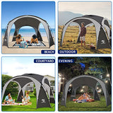 UNICAMPER Beach Tent 12 X 12ft Large UPF50+ Pop Up Canopy with 2-Pcs Side Wall, Sun Shelter Rainproof, Waterproof for Camping Trips, Backyard Fun, Fishing, Parties, Or Picnics(Gary) UNICAMPER