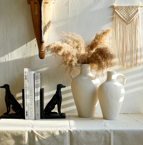 White Ceramic Vase BlossoME 12”H Large Pottery for Flowers Pampas Grass,Boho Modern Rustic Farmhouse Decoration for Livingroom Bedroom Kitchen Entryway Console Table Countertop Shelves blossome better addition to better life
