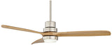 Casa Vieja 52" Delta-Wing DC Modern 3 Blade Indoor Ceiling Fan with LED Light Remote Brushed Nickel Natural Solid Wood for Living Kitchen House Bedroom Family Dining Home Office Kids Room Casa Vieja