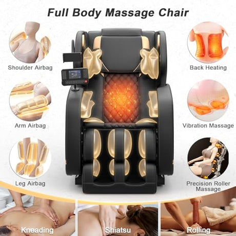 Megashock SL Track 2026 Massage Chair Full Body, Zero Gravity Massage Chair with Back Heat, 12 Fixed Rollers, Foot Massage, Airbag Massage and Bluetooth Speaker for Home and Office Megashock