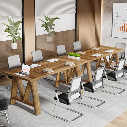 Tribesigns 5.3ft Conference Table for 4-6 People, Rectangular Conference Room Table with Sturdy Legs, Farmhouse Wooden Meeting Table for Office, Rustic Brown Tribesigns