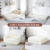 YEPDIN Folding Sofa Bed,Convertible Sofa Bed with Armrest Foldable Sleeper Chair, Portable Folding 4-in-1 Floor Sofa with Convertible Lounge Chair for Living Room,Bedroom,Washable Cover,White Single YEPDIN