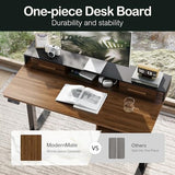 ModernMate Electric Standing Desk with 4 Drawers, 47.2 x 23.6 Inch Height Adjustable Whole Piece Sit Stand Desk, Computer Home Office Workstation with Open Storage Shelf, Black Walnut ModernMate