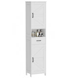 Homhedy 67" H Tall Bathroom Storage Cabinet with 2 Barn Doors and 1 Drawer, Narrow Storage Unit, Adjustable Shelves, Floor Cabinet for Bathroom, Living Room, Entryway, Kitchen, White, (15.7" W) Homhedy
