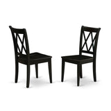 East West Furniture CLC-BLK-W Clarksville Dining Chairs - Double Cross Back Wooden Seat Chairs, Set of 2, Black East West Furniture