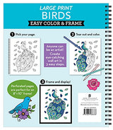 Large Print Easy Color & Frame - Birds (Stress Free Coloring Book) WoodArtSupply