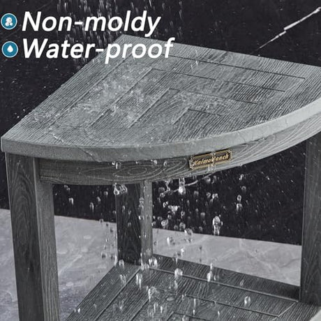 Waterproof Shower Bench for Inside Shower, Gray HDPS Corner Shower Stool for Shaving Legs, Poly Lumber Shower Foot Seat, Plastic Bathroom Shower Bench Seat with Storage Shelf, Non-Slip/No-Maintenance KaimuBench