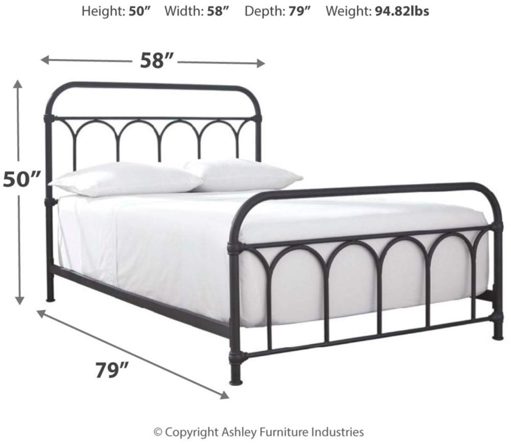 Signature Design by Ashley Nashburg Industrial Farmhouse Metal Bed, Full, Matte Black Signature Design by Ashley