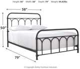 Signature Design by Ashley Nashburg Industrial Farmhouse Metal Bed, Full, Matte Black Signature Design by Ashley