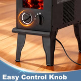 DUMOS 19” Freestanding Electric Fireplace Heater, Electric Fireplace Stove with Adjustable 3D Flame Effect, Stove with Safety Features & Easy Control, Small Corner Heater for Home Office, Inky DUMOS