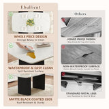 Ebullient White Marble Dining Table Set for 6, 67'' Modern Oval Dining Table and Chairs Set, 7 Piece Kitchen Table Set with 3.5'' Thick Marble-Patterned Top and Matte Black Column Legs Ebullient