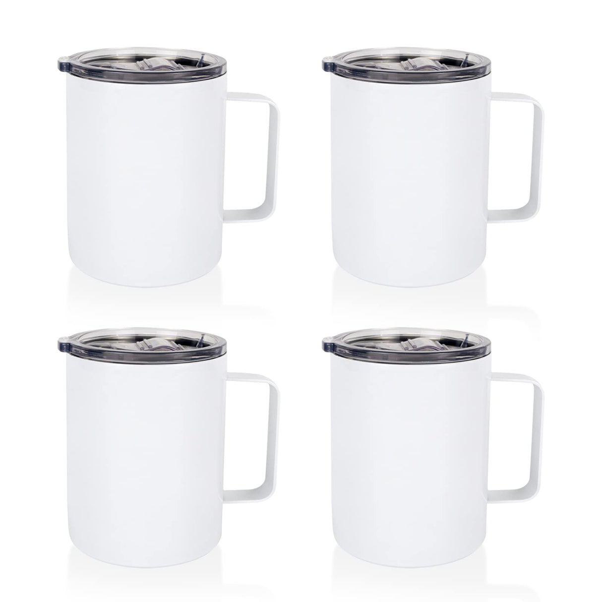MAIKESUB 4 Pcs Sublimation Mugs Blank Stainless Steel Coffee Tumbler Double Wall Sublimation Blanks Coffee Mugs with Handle and Sliding Lid 12 oz Double Wall Vacuum Insulated for Travel Mug MAIKESUB