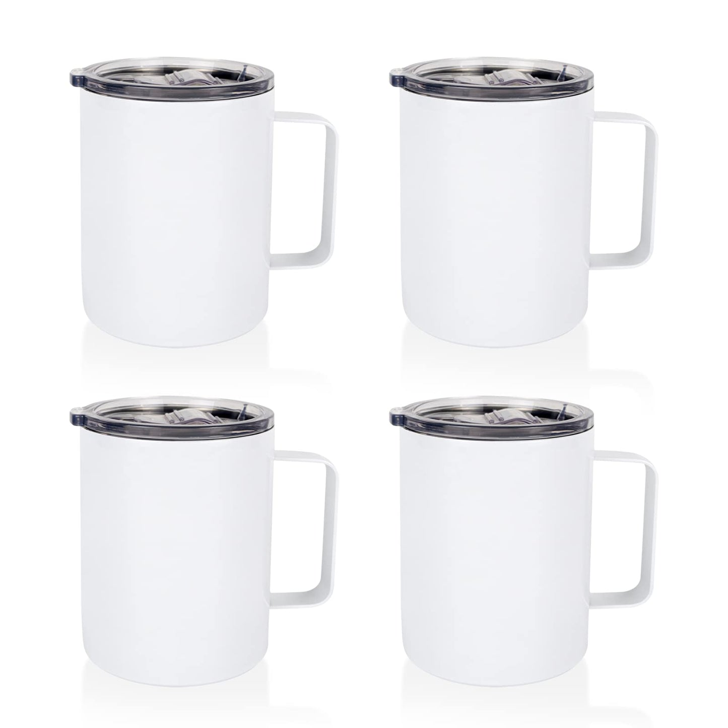 MAIKESUB 4 Pcs Sublimation Mugs Blank Stainless Steel Coffee Tumbler Double Wall Sublimation Blanks Coffee Mugs with Handle and Sliding Lid 12 oz Double Wall Vacuum Insulated for Travel Mug