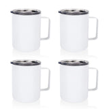 MAIKESUB 4 Pcs Sublimation Mugs Blank Stainless Steel Coffee Tumbler Double Wall Sublimation Blanks Coffee Mugs with Handle and Sliding Lid 12 oz Double Wall Vacuum Insulated for Travel Mug MAIKESUB