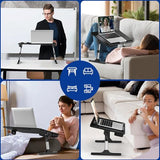 Besign LT05 Adjustable Laptop Table, Lap Desk, Portable Standing Bed Desk, Foldable Sofa Breakfast Tray, Notebook Computer Stand for Reading and Writing, Medium Size, Black BESIGN