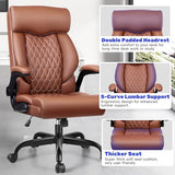 High Back Executive Office Chair - Ergonomic Computer Desk with Rocking Function, Leather Managerial with Adjustable Flip-Up Armrests and Lumbar Support BestGlory