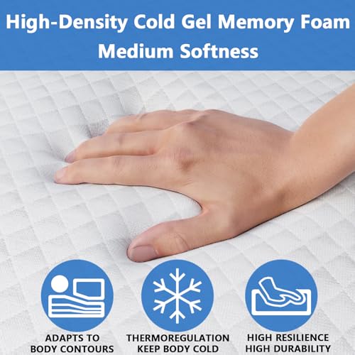 Rhyme source 4.5 Inch Cold Gel Memory Foam Mattress Replacement for Sleeper Sofa and Couch Beds - Full Size CertiPUR-US Certified (Sofa Not Included) Rhyme source