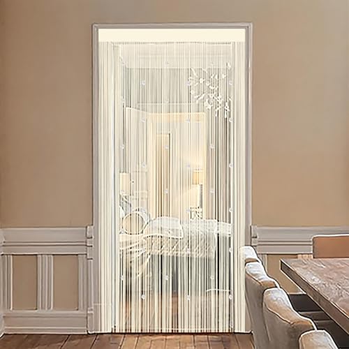 Beaded String Curtains for Doorways Boho Bedroom Decor Hanging Door Wall Beads Closet Window Curtain Room Divider Privacy Decorative (Champagne, 39" W x 79" L) JINYONGXIN