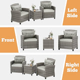 Shintenchi 3 Pieces Patio Furniture Set 3 Pieces PE Rattan Wicker Chairs with Table Outdoor Furniture for Backyard/Garden/Poolside/Outdoor Restaurant Gary Rattan with Gary Cushion Shintenchi