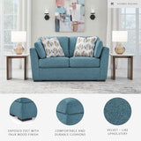 Signature Design by Ashley Keerwick Scandinavian Loveseat with 4 Toss Pillows, Blue Signature Design by Ashley