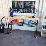 Mulinsonfly 68" Folding Workbench with 1.5" Hardwood Butcher Block Top, Heavy Duty 2000 LBS Garage Work Table with Locking Wheels, Adjustable Height Woodworking Bench for Shop, Office, Crafting Mulinsonfly