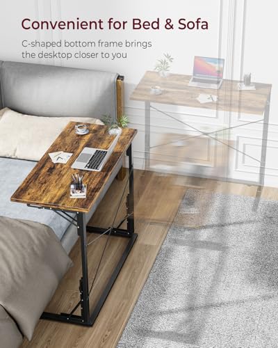 Vantic 31.5" Folding Desk for Small Spaces, Foldable Computer Desk Small Collapsible C-Shaped Study Table Home Office Desk, Simple Writing Desk Table for Bedroom, Rustic Brown Vantic