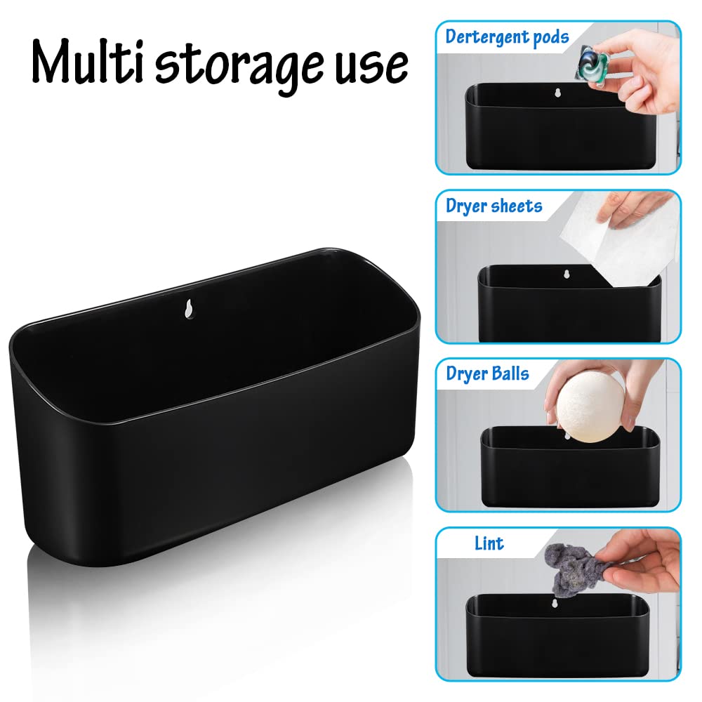 Picowe Magnetic Laundry Storage, Large Lint Holder Bin for Laundry Room, Space-Saving Trash Container Hanging on Dryer, Washer or Wall Mount Trash Bin, M - Black Picowe