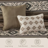 Madison Park Queen Comforter Set, Stripes Herringbone Southwestern Boho Comforters Queen Size, All Season Lightweight & Fluffy Microfiber Bed Set, 2 Décor Pillows, Mariposa, Full/Queen Brown 5 Piece Madison Park