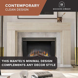 Modern Ember Sabine Wood Fireplace Mantel Surround Kit, Unfinished 56" x 42" Opening | 80" x 54" Overall | Minimal Modern Aesthetic; Includes Wooden Mantel Surround & Shelf Modern Ember