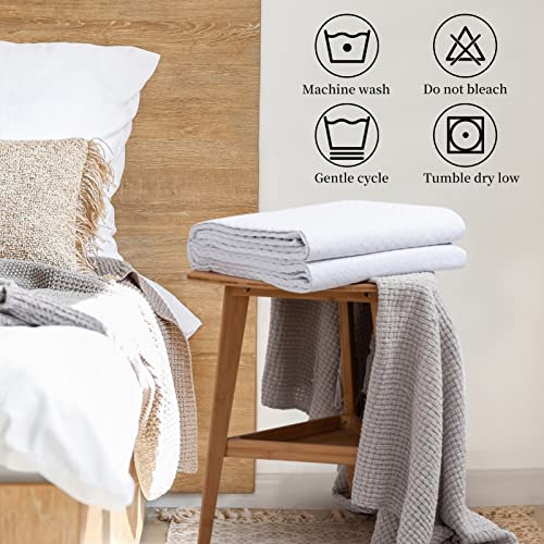 HollyHOME Luxury Checkered Super Soft Solid Single Pinsonic Quilted Bed Quilt Bedspread Bed Cover, White, Twin HollyHOME