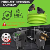 GearIT 50-Amp Extension Cord for RV and EV (50 Feet) 4-Prong 250-Volt, Tesla Model 3/S/X/Y, NEMA 14-50P to 14-50R 6/3, 8/1 STW AWG Gauge Outdoor Auto Power Cord GearIT