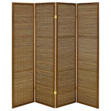 Coaster Home Furnishings - Browning - Wood - 70-Inch 4-Panel Room Divider Folding Screen with Bamboo Panels and Freestanding Structure - Living Room & Bedroom - Walnut - 961638 Coaster Fine Furniture
