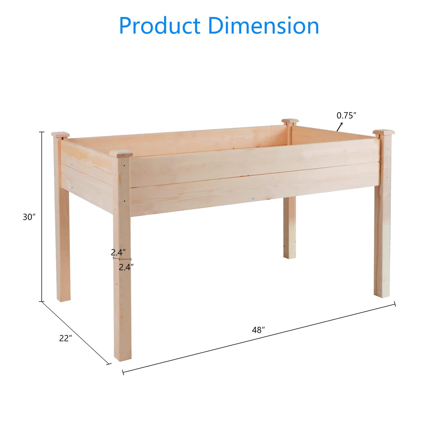 SUNCROWN Outdoor 4 FT Wooden Raised Garden Bed Elevated Planter Box Stand for Vegetables Fruits Herb Grow, Patio or Yard Gardening