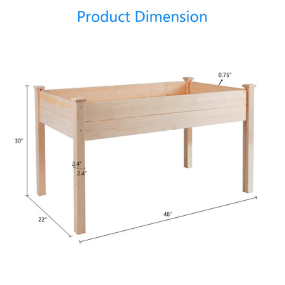 SUNCROWN Outdoor 4 FT Wooden Raised Garden Bed Elevated Planter Box Stand for Vegetables Fruits Herb Grow, Patio or Yard Gardening