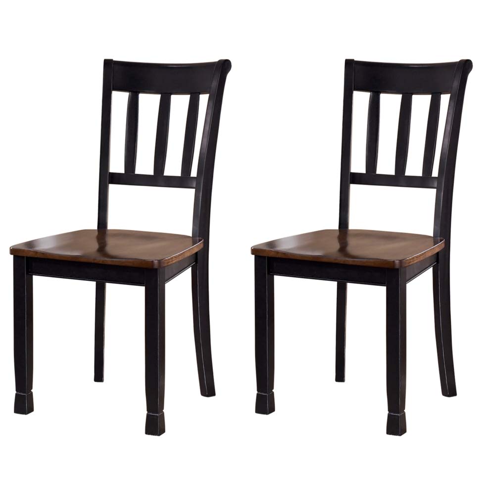 Signature Design by Ashley Owingsville Modern Farmhouse Dining Room Side Chair, Set of 2, Black and Brown Signature Design by Ashley