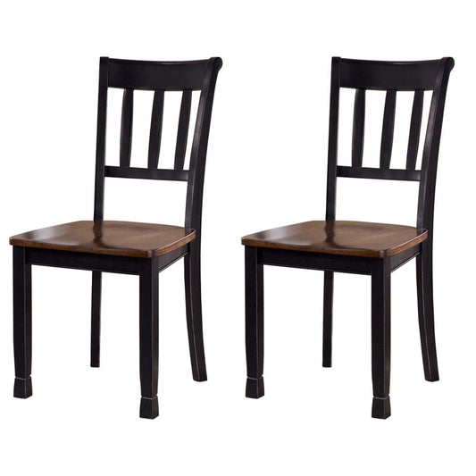 Signature Design by Ashley Owingsville Modern Farmhouse Dining Room Side Chair, Set of 2, Black and Brown